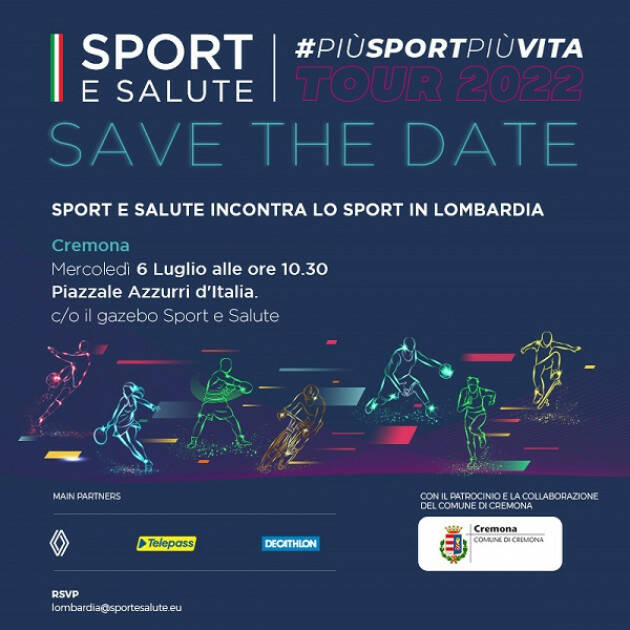 Il 6 luglio a Cremona Villaggio Sport e Salute: attività motoria per vivere meglio