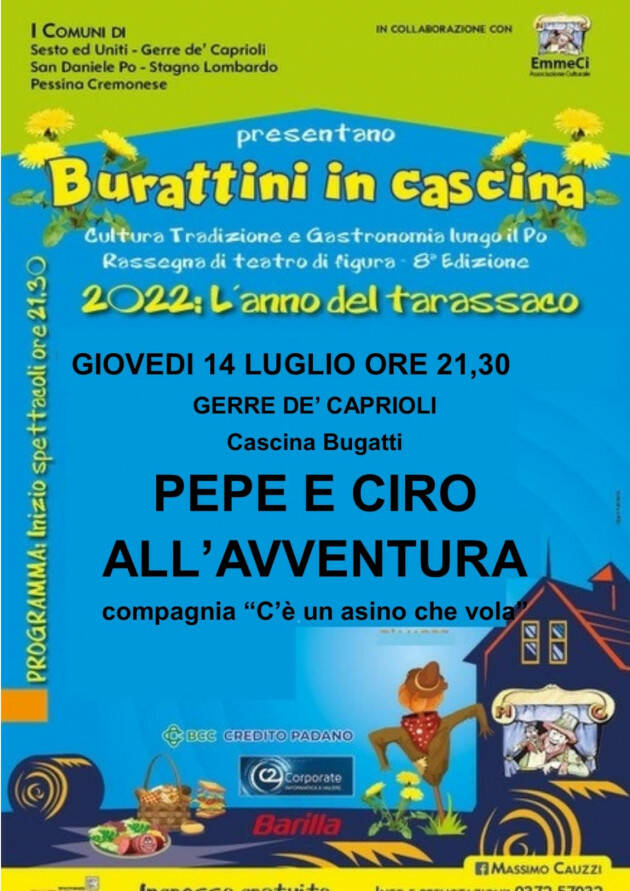 Domani sera presso Cascina Bugatti lo spettacolo 'Burattini in cascina. Giovedì avventura nel Parco del Po con ' I Promessi sposi'