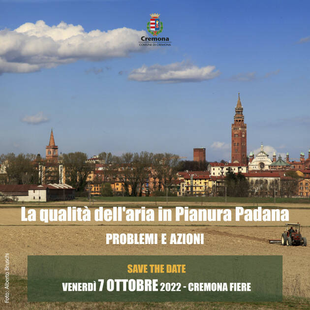 A Cremona il 7 ottobre convegno sulla qualità dell'aria nella Pianura Padana