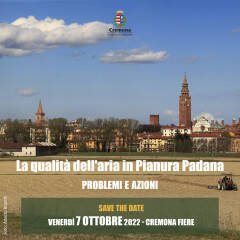 A Cremona il 7 ottobre convegno sulla qualità dell'aria nella Pianura Padana