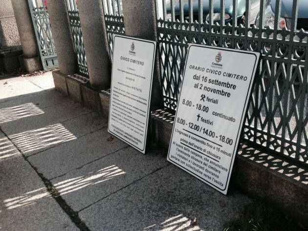 Cremona Dal 12 settembre nuova organizzazione del Servizio  Cimiteriale