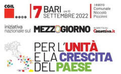 Mezzogiorno: il 7 settembre a Bari iniziativa CGIL per l'unita e la crescita del Paese