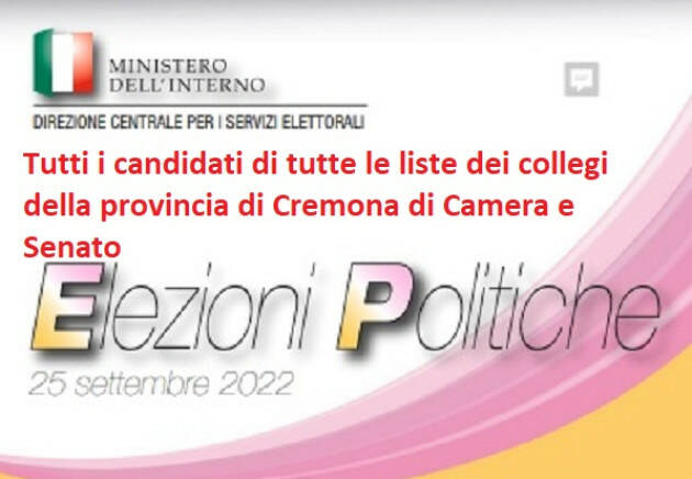 #elezioni22 Tutti i candidati di tutte le liste dei collegi della provincia di Cremona