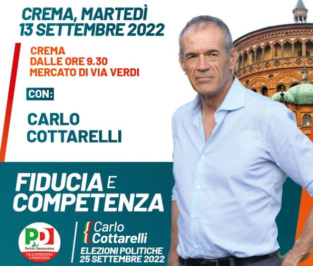 #elezioni22 PD (Crema) Carlo Cottarelli a Crema e Pandino il 13 settembre