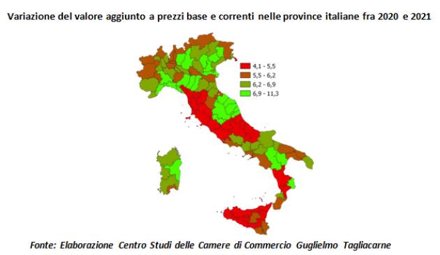 Solo 22 province superano i livelli pre-Covid nel 2021