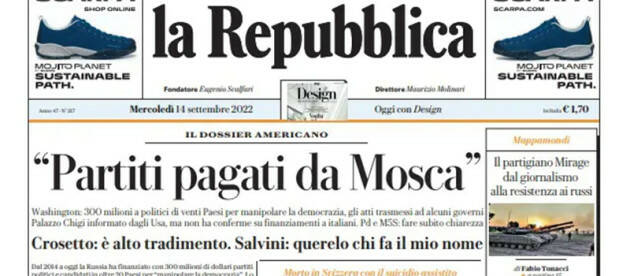 #ELEZIONI22  PD, TUTTI I PARTITI ASSICURINO ESTRANEITÀ A FINANZIAMENTI RUSSI