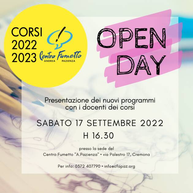 CREMONA: Open Day dei corsi di fumetto 2022-23