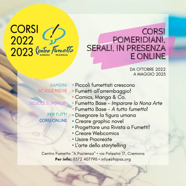 CREMONA: Open Day dei corsi di fumetto 2022-23