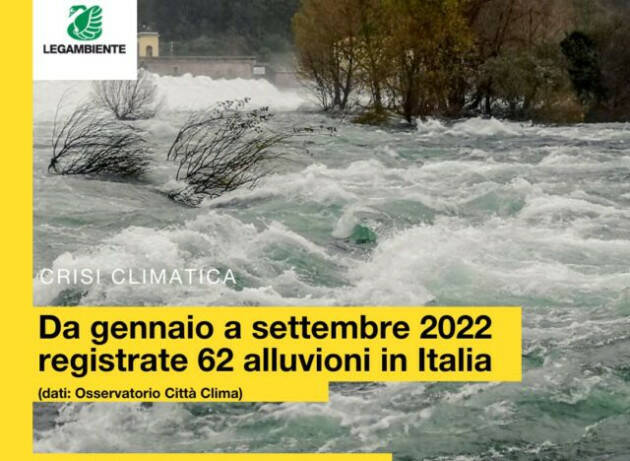 In Italia da gennaio a settembre 62 alluvioni