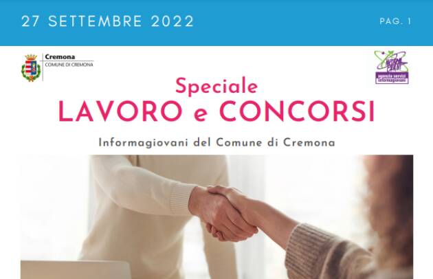SPECIALE LAVORO CONCORSI Cremona, Crema, Soresina, Casal.ggiore | 27 settembre 2022