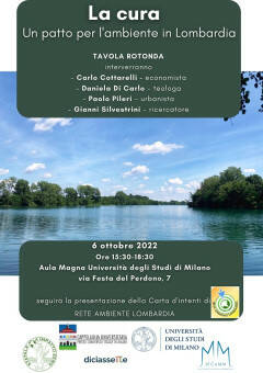La cura – Un patto per l’ambiente in Lombardia Incontro a Milano il 6 ottobre