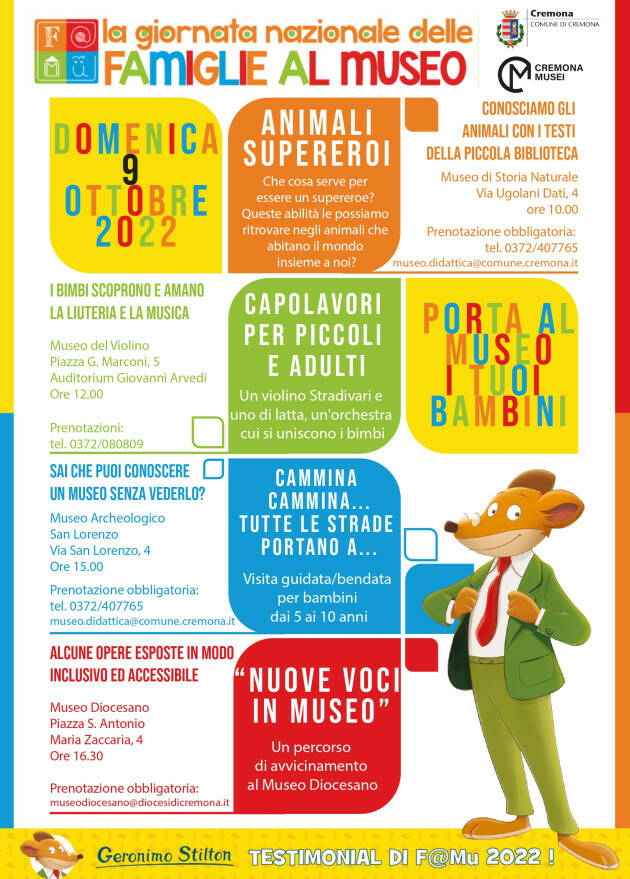 CREMONA: All’insegna del tema Diversi ma uguali domenica 9 'Famiglie al Museo'