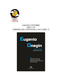 ''Eugenio Onegin'', Torre dei Venti Edizioni, dialogando con Mario Ferrari