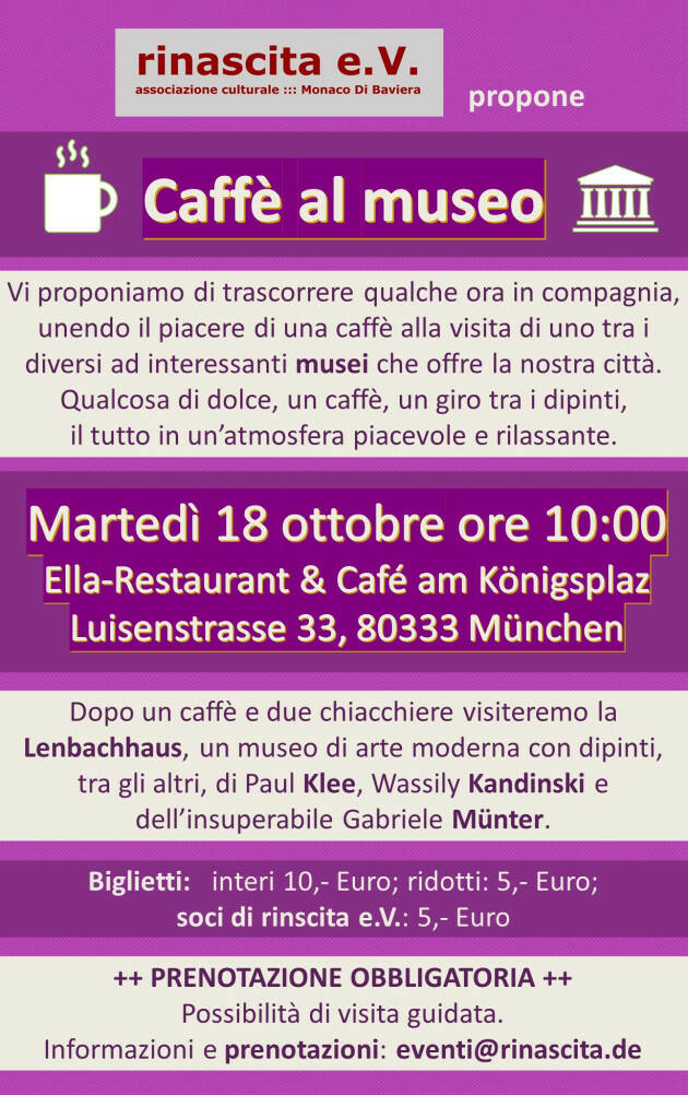 Monaco di Baviera CAFFÈ AL MUSEO Martedì 18 ottobre
