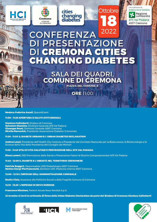 PRESENTAZIONE DI CREMONA CITIES CHANGING DIABETES 18 OTTOBRE 2022