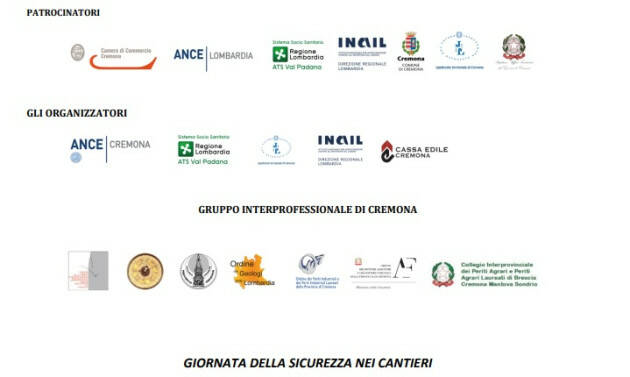 ANCE (CR) Oggi, 14/10,XIII EDIZIONE della ‘GIORNATA DELLA SICUREZZA NEI CANTIERI’