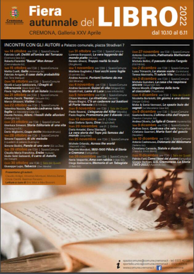 CREMONA: Aperta la tradizionale Fiera del libro edizione autunnale