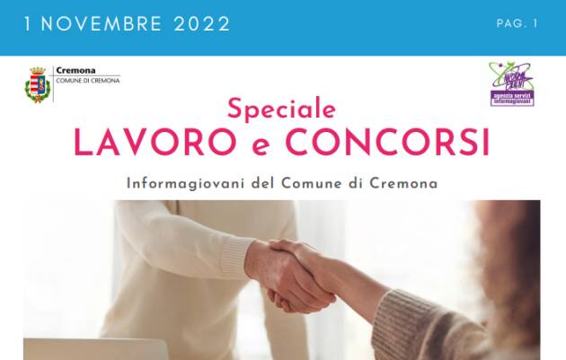 SPECIALE LAVORO CONCORSI Cremona, Crema, Soresina, Casal.ggiore | 1 novembre  2022