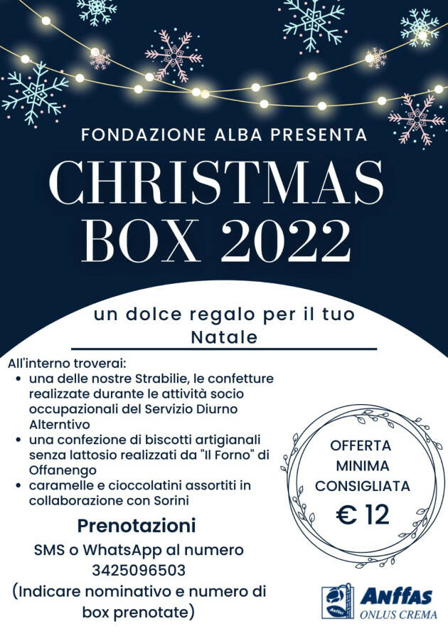 CREMA: Christmas box e Bigiotti, il Natale con Anffas è dolce e luminoso