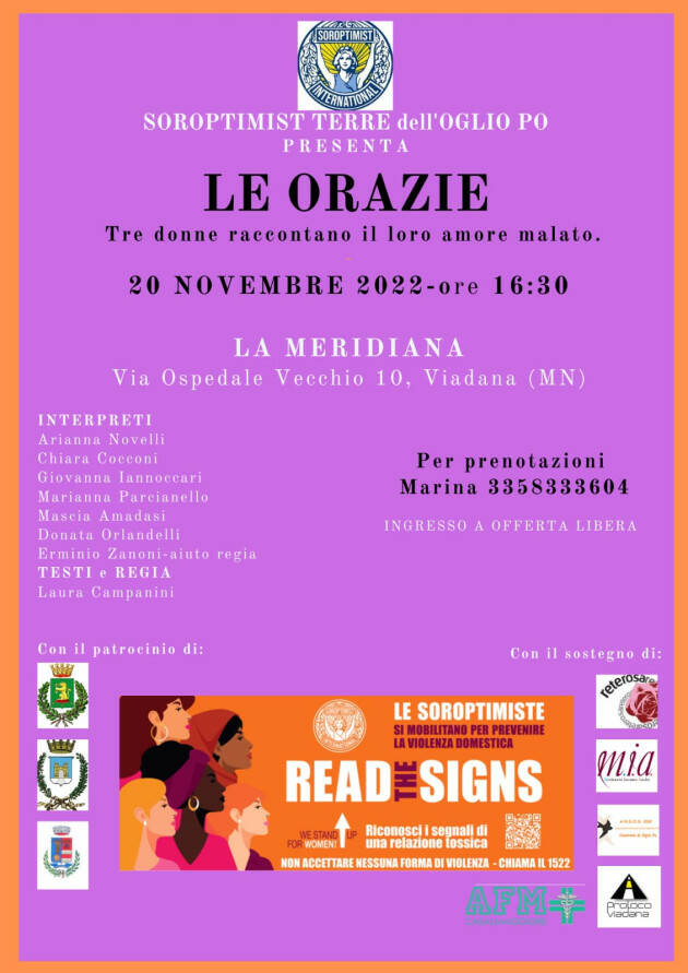 Spettacolo LE ORAZIE in occasione della giornata contro la violenza alle donne