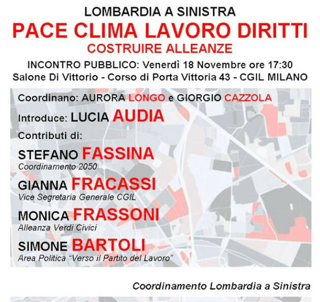 LOMBARDIA A SINISTRA esordisce venerdì 18 novembre a Milano