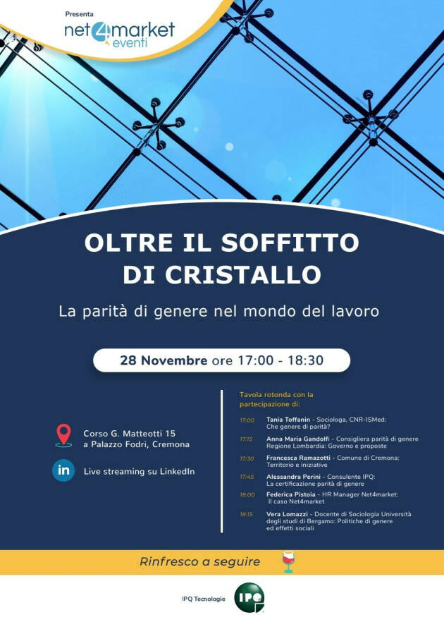 'Oltre il Soffitto di Cristallo' - Convegno sulla parità di genere, a Cremona