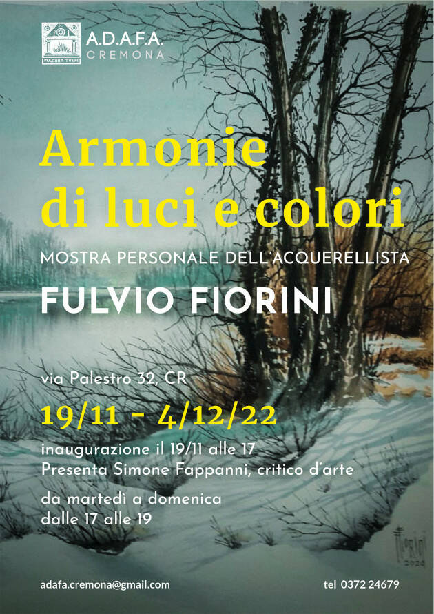 CREMONA: 'Armonie di luci e colori' mostra dell'acquerellista Fulvio Fiorini 