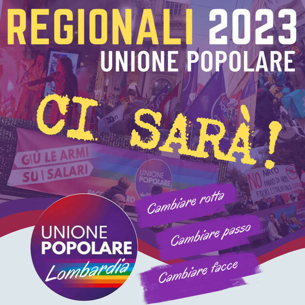 Unione Popolare ci sarà alle elezioni regionali lombarde