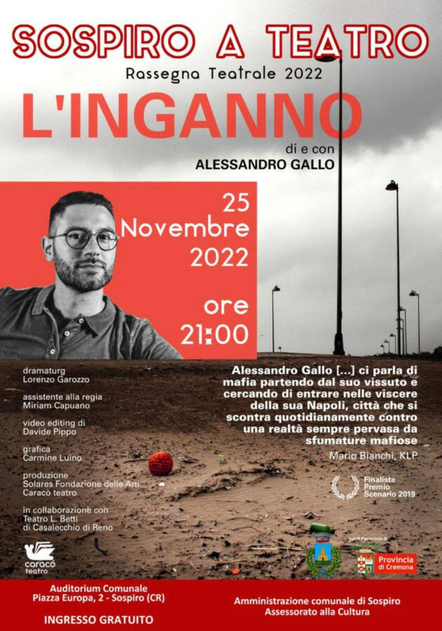 A Sospiro in scena “L’inganno” di e con Alessandro Gallo