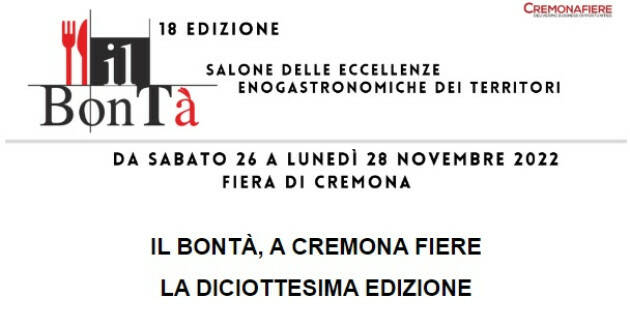 CremonaFiere Il Bontà è partito Sarà aperto dal 26 al 28 novembre