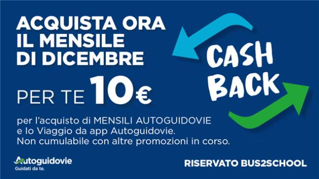 Autoguidovie lancia il cash-back e premia chi acquista il mensile di dicembre