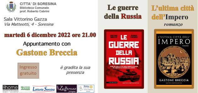 Biblioteca Soresina  presenta i libri ‘Felicità ne avete?’ e ‘L’ultima città dell’impero’