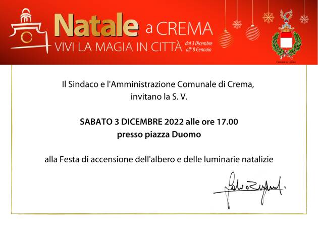 CREMA: Festa di accensione dell'albero e delle luminarie natalizie