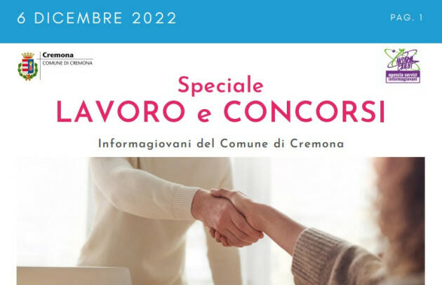  SPECIALE LAVORO CONCORSI Cremona, Crema, Soresina, Casal.ggiore | 6 dicembre 2022