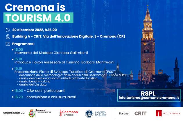 CREMONA IS TOURISM 4.0 -PRESENTAZIONE DEL PIANO DI SVILUPPO TURISTICO DI CREMONA