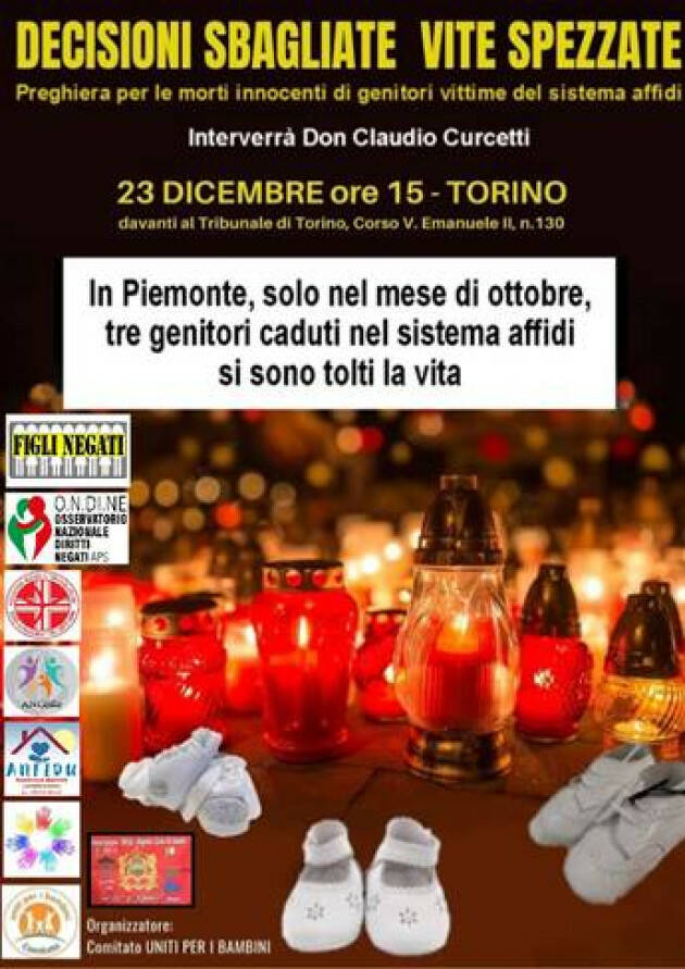 Genitori in preghiera a Torino per i bambini strappati
