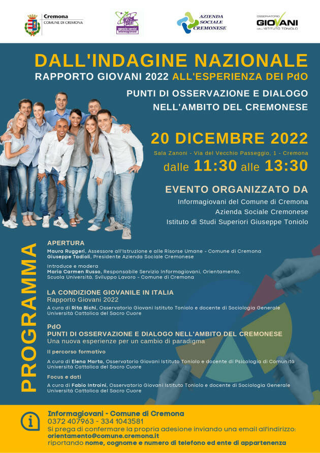 CREMONA: Rapporto Giovani 2022 all'esperienza dei PdO