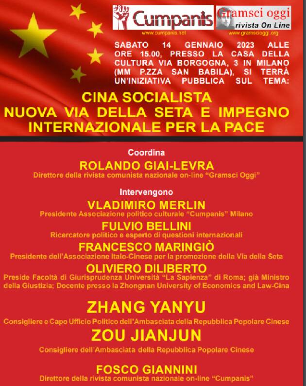 MILANO: Cina socialista - nuova via della seta e impegno internazionale per la pace