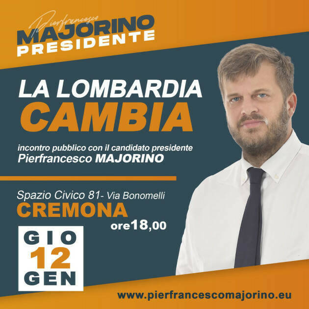 Majorino a Cremona  giovedì 12 gennaio 2023 alle ore 18,00 