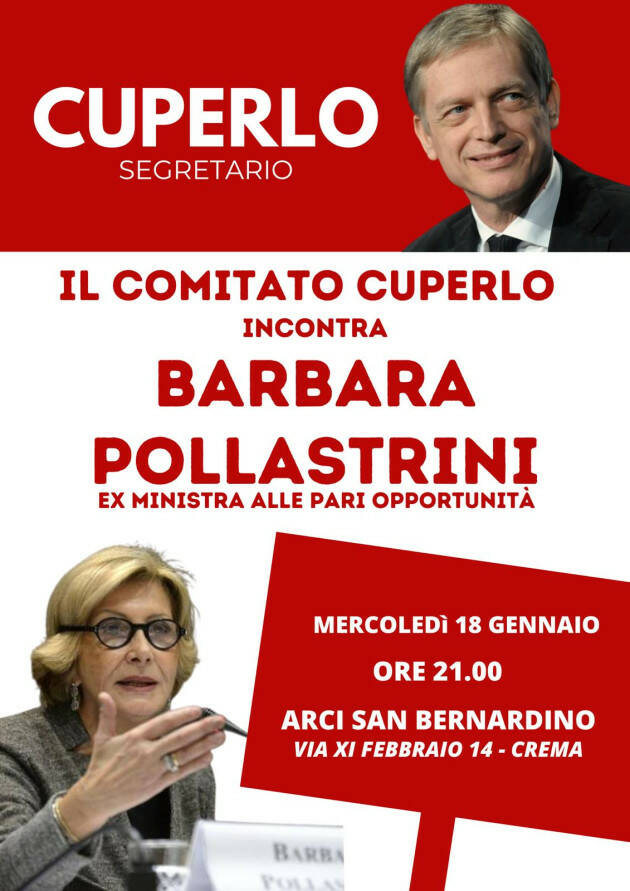 Barbara Pollastrini per Gianni Cuperlo segretario nazionale PD a Crema