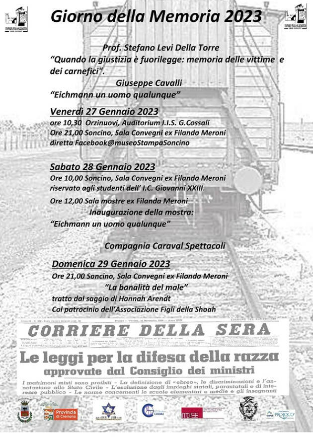 Museo della stampa di Soncino - Giorno della Memoria 2023 - Programma