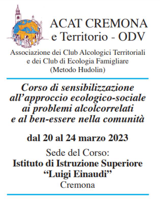 Cremona Corso di sensibilizzazione, all’approccio ecologico-sociale ecc