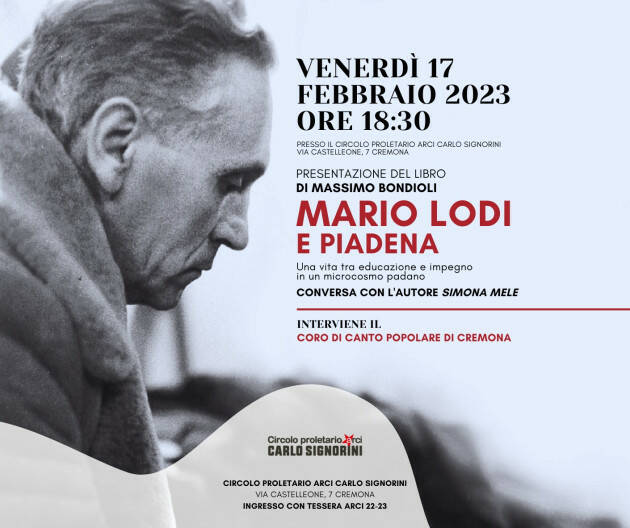 CR) Arci Circolo Signorini presentazione  libro di Bondioli Mario Lodi e Piadena