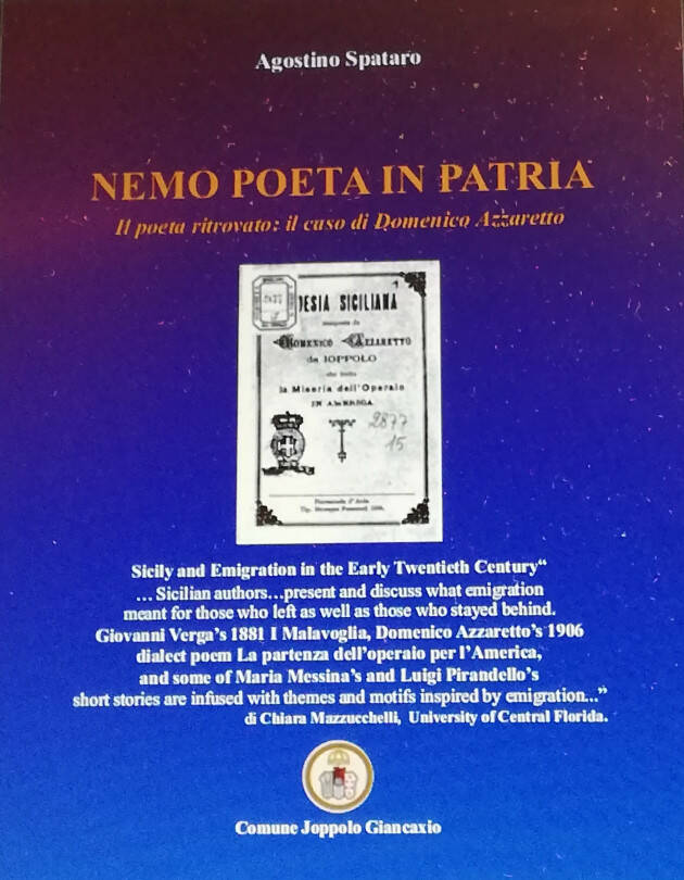 Agostino Spataro presenta il suo ultimo libro .. IL CASO DI DOMENICO AZZARETTO 