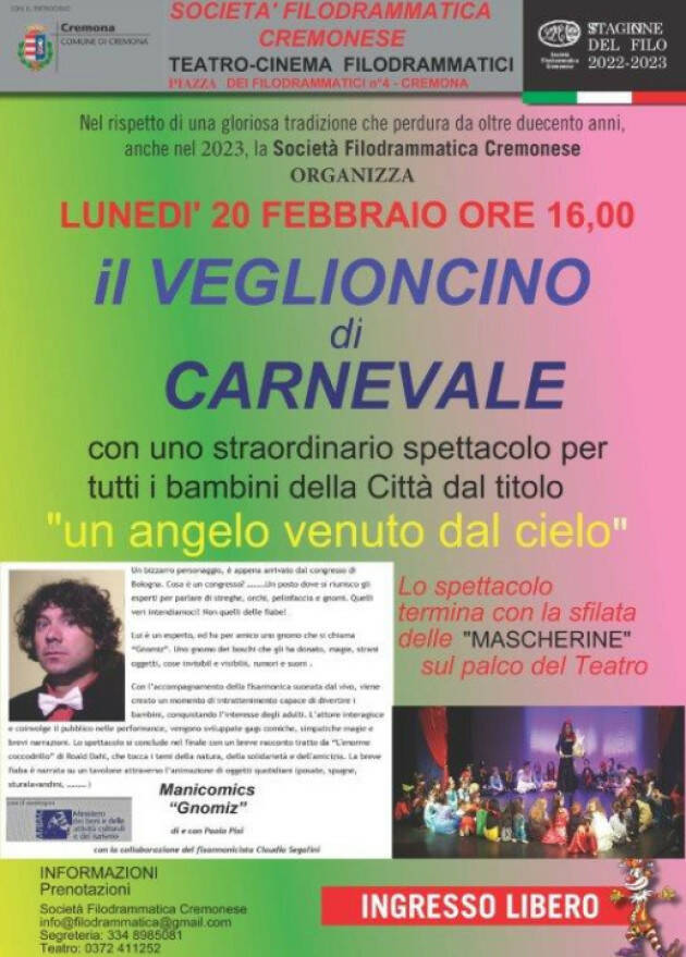 CREMONA: IL CARNEVALE PASSA DAL CINEMAFILO