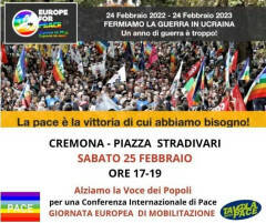 Tacciano le armi subito Flash Mob a Cremona per la pace in Europa