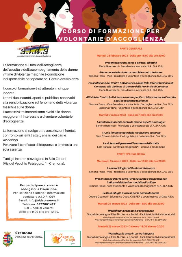 Corso di formazione per aspiranti volontarie d'accoglienza - A.I.D.A. OdV