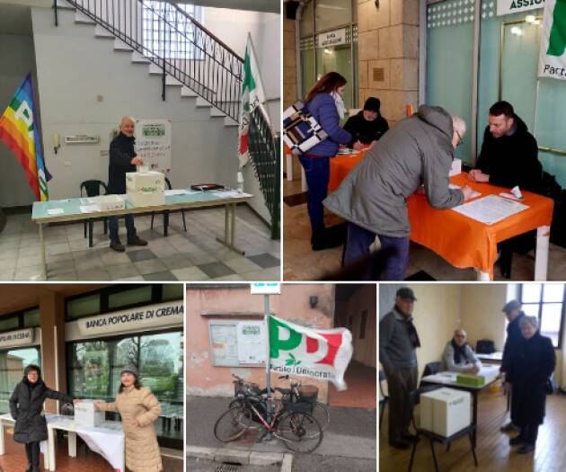 Primarie PD ore 13 - Provincia Cremona: 2.852 votanti pari  81% sul 2019 (con 3.430) 