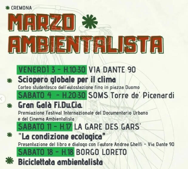 Arci Cremona MARZO AMBIENTALISTA: CHE TU LO VOGLIA O NO, SEI GIÁ COINVOLT*! 