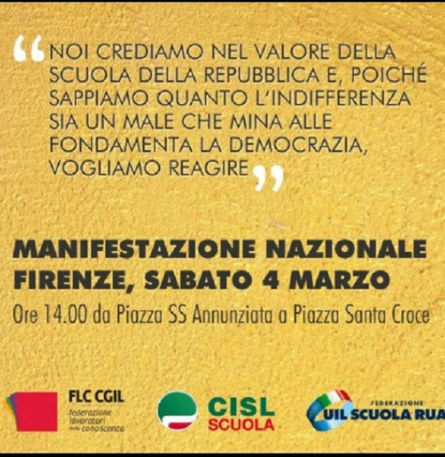 Sindacati Scuola Cgil-Cisl-Uil Manifestazione a Firenze